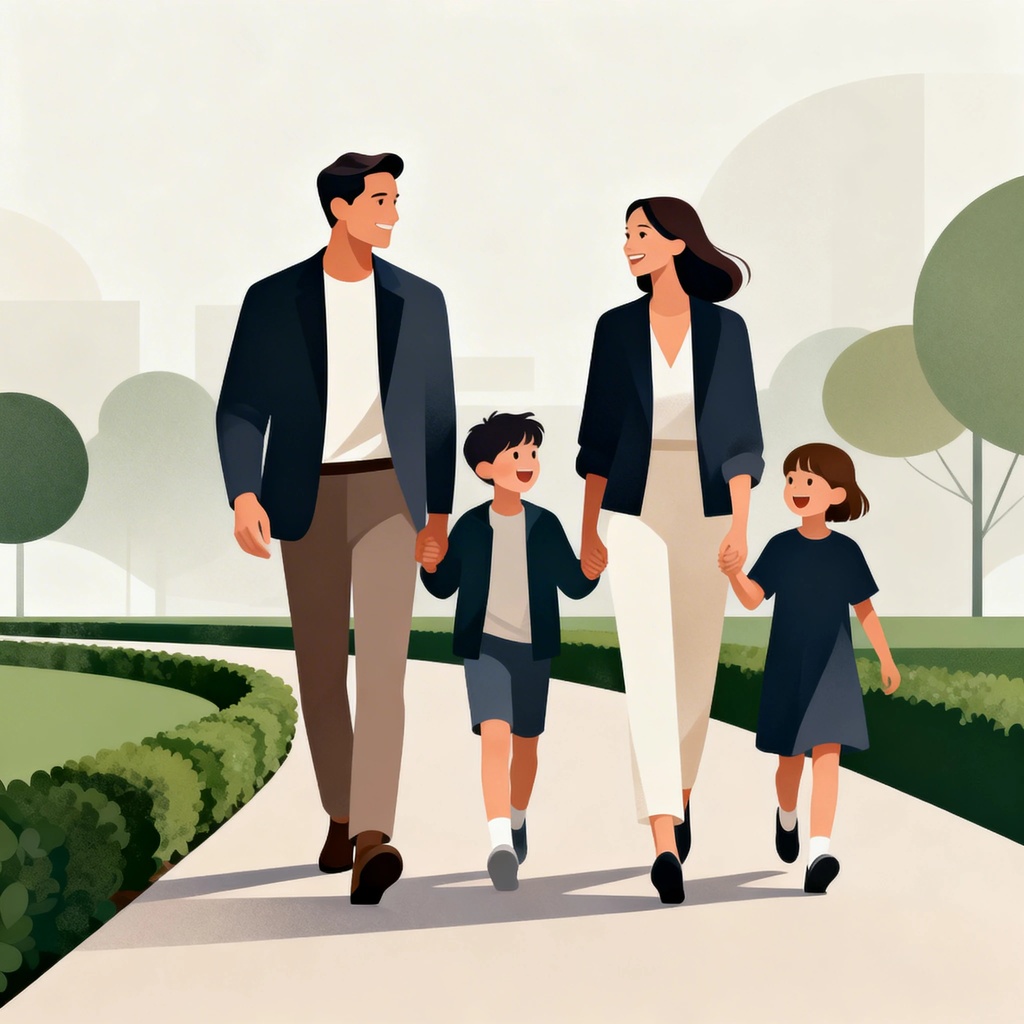 Una passeggiata in famiglia come forma di attività fisica